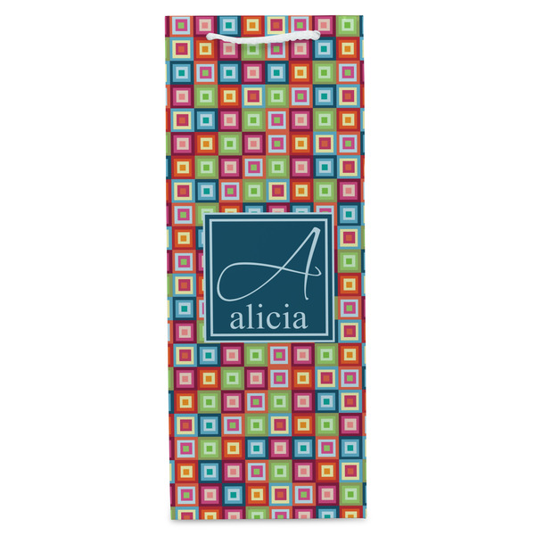 Retro Squares Wine Gift Bag - Gloss - Front
