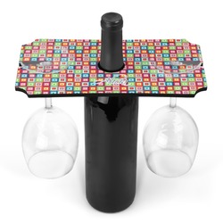 Retro Squares Wine Bottle & Glass Holder (Personalized)