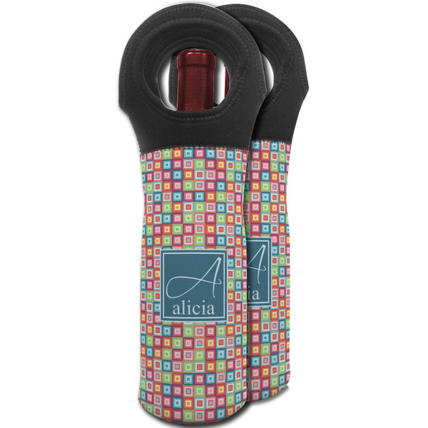 Retro Squares Wine Tote Bag - MAIN
