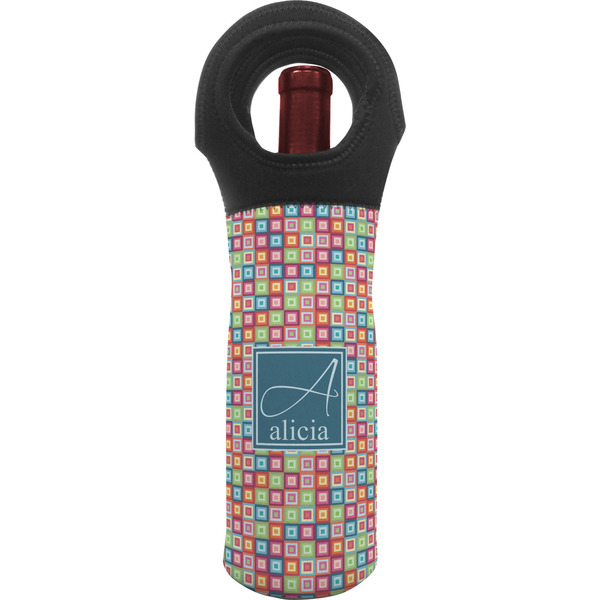 Custom Retro Squares Wine Tote Bag (Personalized)