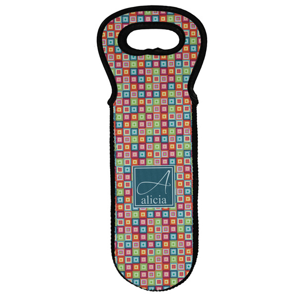 Custom Retro Squares Wine Tote Bag (Personalized)
