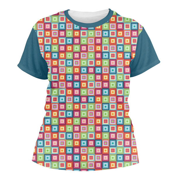 Custom Retro Squares Women's Crew T-Shirt - Large