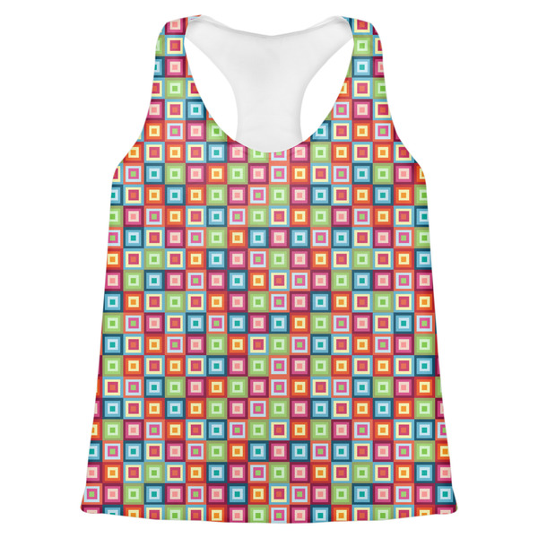 Custom Retro Squares Womens Racerback Tank Top - Small