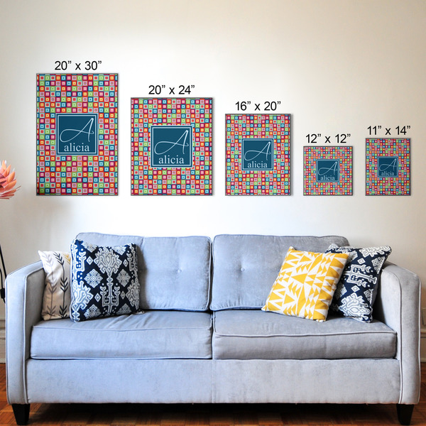 Retro Squares Wood Prints - Size Comparison