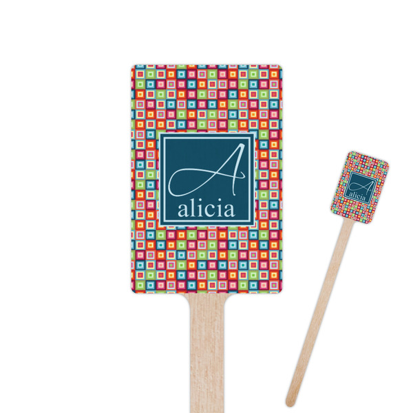 Custom Retro Squares Rectangle Wooden Stir Sticks (Personalized)