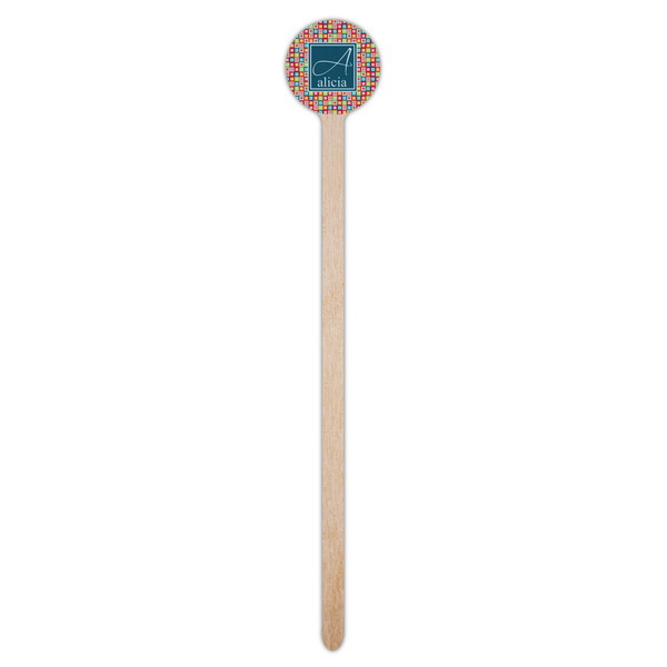 Retro Squares Wooden 7.5" Stir Stick - Round - Single Stick