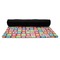 Retro Squares Yoga Mat Rolled up Black Rubber Backing