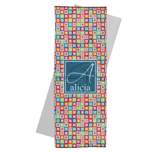 Custom Retro Squares Yoga Mat Towel (Personalized)