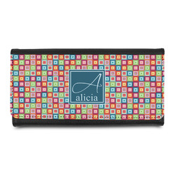 Retro Squares Leatherette Ladies Wallet (Personalized)