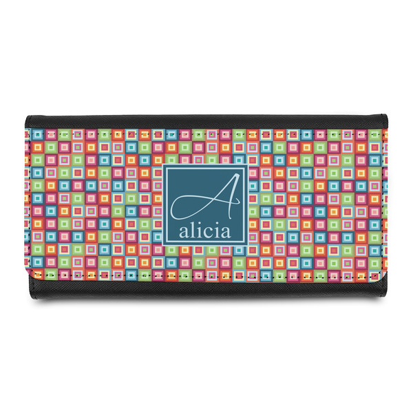 Custom Retro Squares Leatherette Ladies Wallet (Personalized)