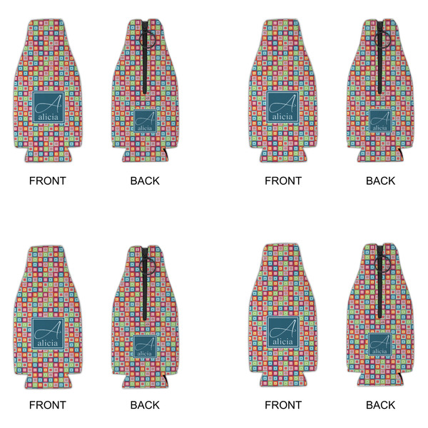 Retro Squares Zipper Bottle Cooler - Set of 4 - APPROVAL