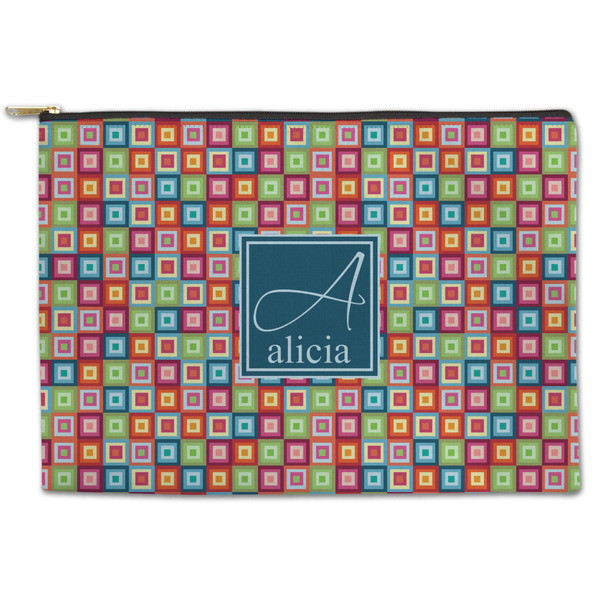 Custom Retro Squares Zipper Pouch (Personalized)