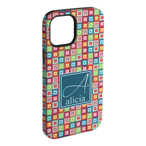Custom Retro Squares iPhone Case - Rubber Lined (Personalized)