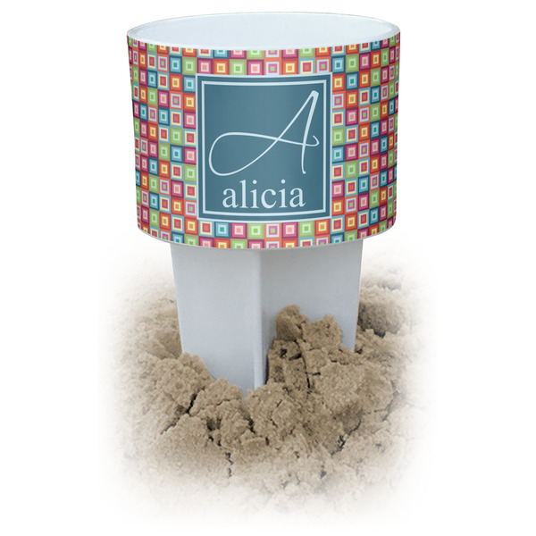 Custom Retro Squares Beach Spiker Drink Holder (Personalized)