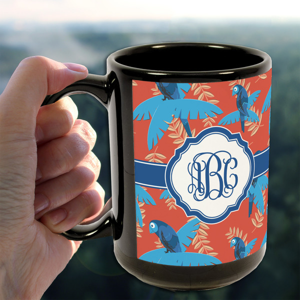 Blue Parrot 15oz. Black Mug - LIFESTYLE