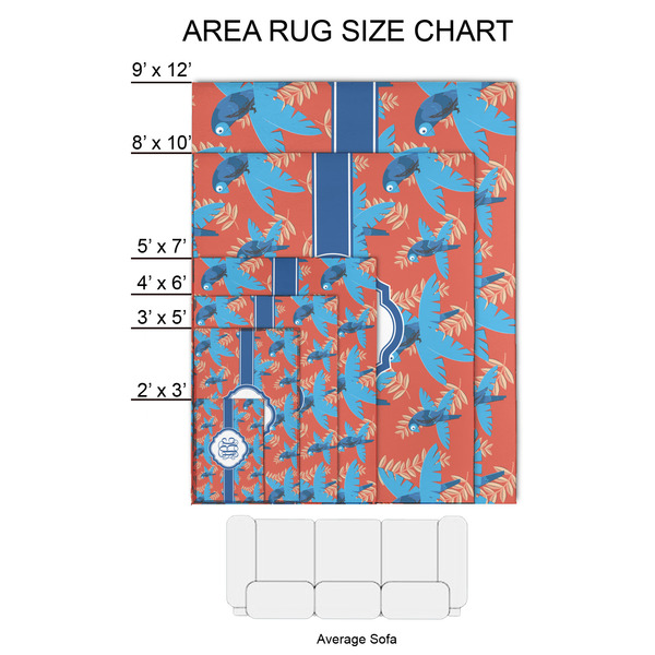 Blue Parrot 2'x3' Indoor Area Rugs - Size Chart