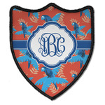 Blue Parrot Iron On Shield Patch B w/ Monogram