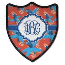 Blue Parrot Iron On Shield Patch B w/ Monogram