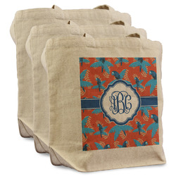 Blue Parrot Reusable Cotton Grocery Bags - Set of 3 (Personalized)