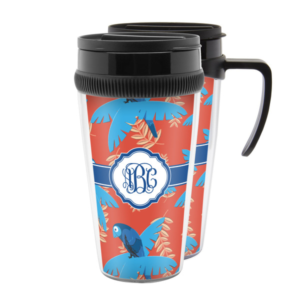 Custom Blue Parrot Acrylic Travel Mug (Personalized)