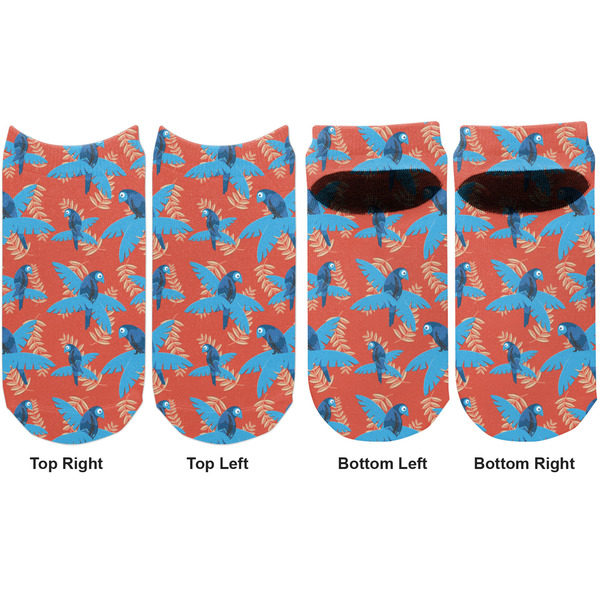 Blue Parrot Adult Ankle Socks - Double Pair - Front and Back - Apvl