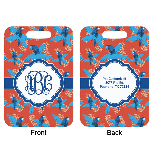 Blue Parrot Aluminum Luggage Tag (Front + Back)