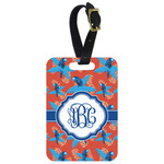 Blue Parrot Metal Luggage Tag w/ Monogram