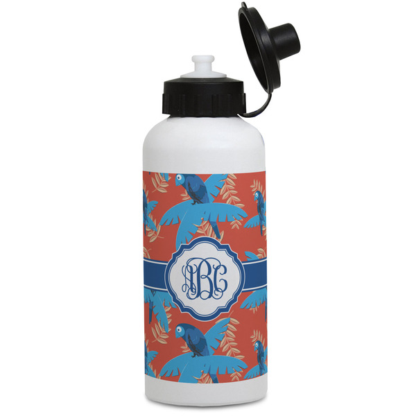 Custom Blue Parrot Water Bottles - Aluminum - 20 oz - White (Personalized)