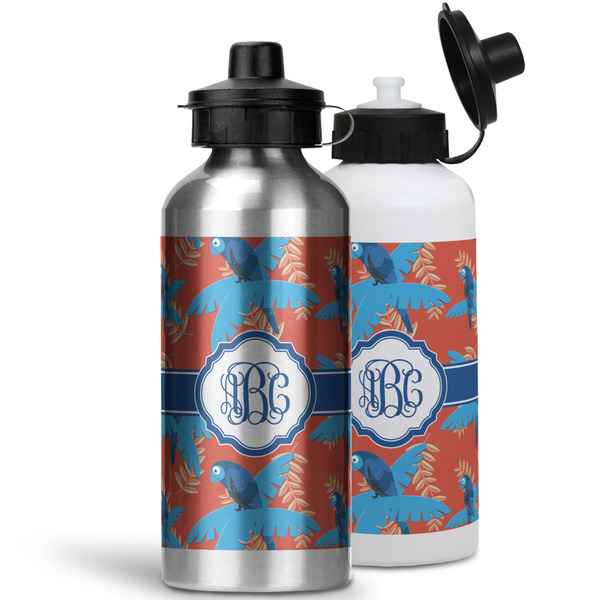 Blue Parrot Aluminum Water Bottles - MAIN (white &silver)