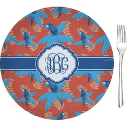 Blue Parrot 8" Glass Appetizer / Dessert Plates - Single or Set (Personalized)