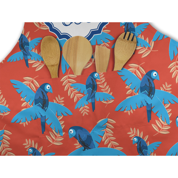 Blue Parrot Apron - Pocket Detail with Props