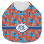 Blue Parrot Jersey Knit Baby Bib w/ Monogram