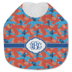 Blue Parrot Jersey Knit Baby Bib w/ Monogram