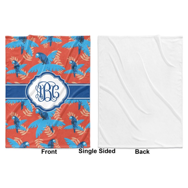 Blue Parrot Baby Blanket (Single Side - Printed Front, White Back)
