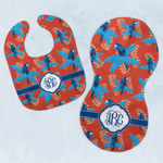 Blue Parrot Baby Bib & Burp Set w/ Monogram
