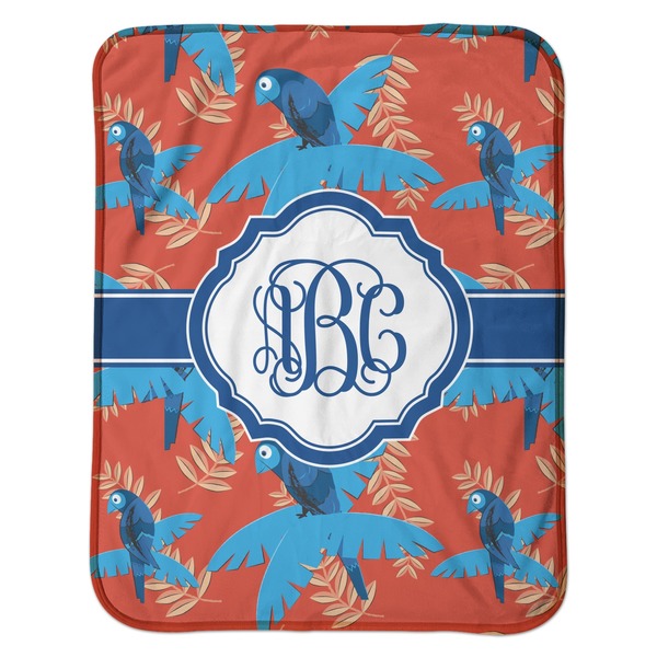 Blue Parrot Baby Sherpa Blanket - Flat
