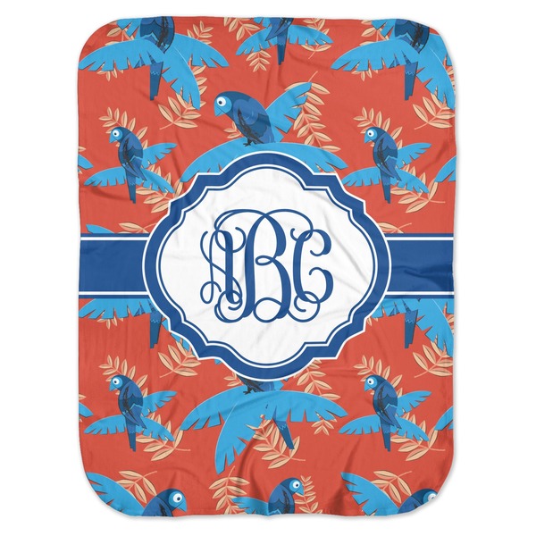 Custom Blue Parrot Baby Swaddling Blanket (Personalized)