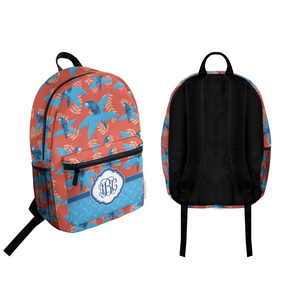 Blue Parrot Backpack front and back - Apvl