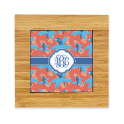 Blue Parrot Bamboo Trivet with Ceramic Tile Insert (Personalized)
