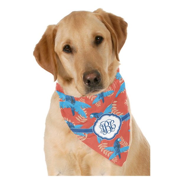 Custom Blue Parrot Dog Bandana Scarf w/ Monogram