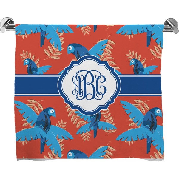 Custom Blue Parrot Bath Towel (Personalized)