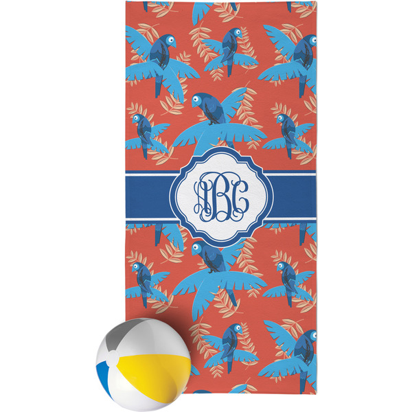 Custom Blue Parrot Beach Towel (Personalized)
