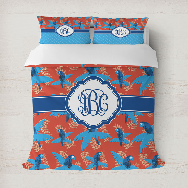 Custom Blue Parrot Duvet Cover Set - Full / Queen (Personalized)