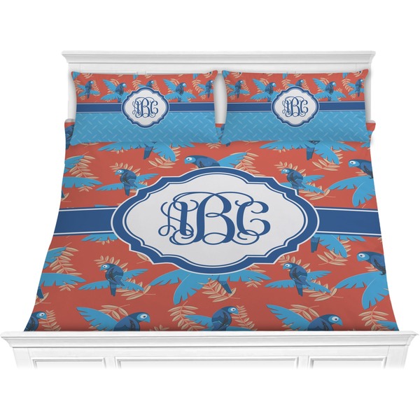 Custom Blue Parrot Comforter Set - King (Personalized)