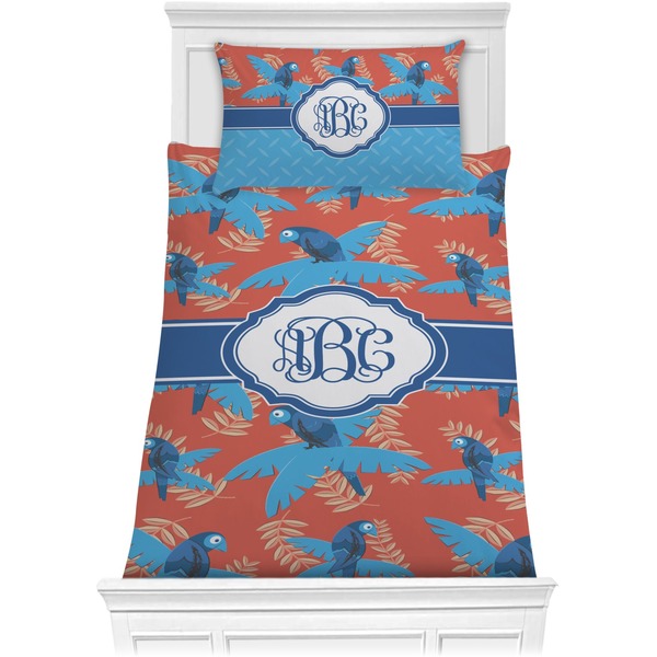 Custom Blue Parrot Comforter Set - Twin (Personalized)
