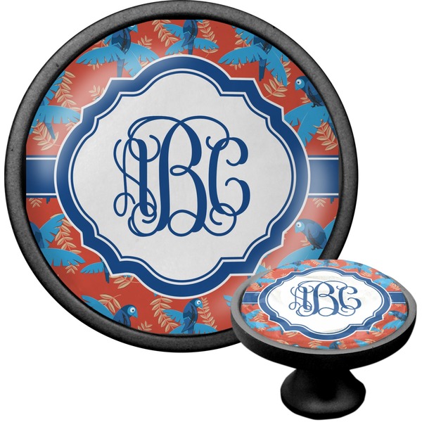 Custom Blue Parrot Cabinet Knob (Black) (Personalized)