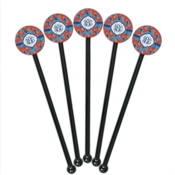 Blue Parrot Black Plastic 5.5" Stir Stick - Round - Fan View