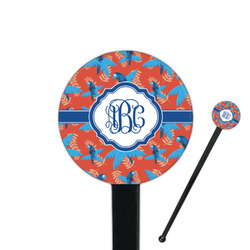 Blue Parrot 7" Round Plastic Stir Sticks - Black - Single Sided (Personalized)