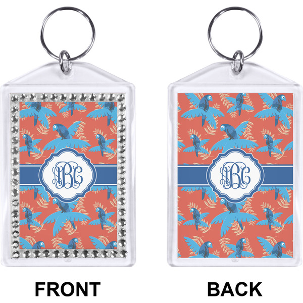 Blue Parrot Bling Keychain (Front + Back)