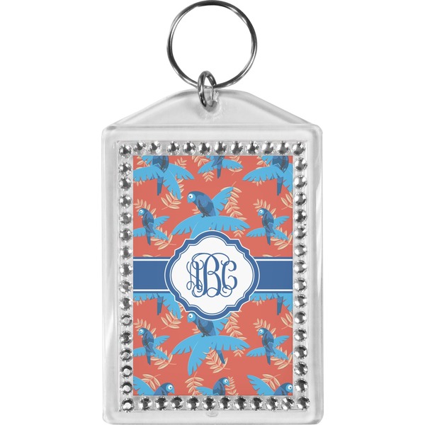 Custom Blue Parrot Bling Keychain (Personalized)